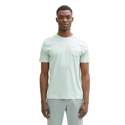 Afbeelding van TOM Tailor Denim Printed Tshirt print, Heren, Maat: Small, Sea foam