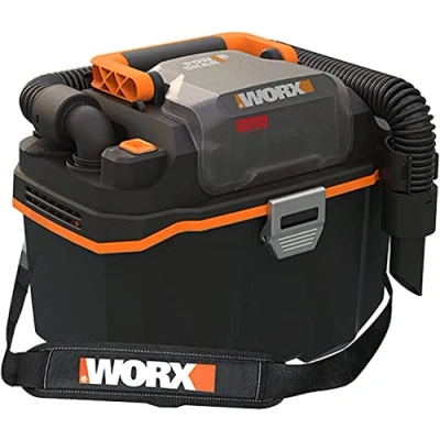 Afbeelding van WORX WX031.9 accu nat /droogzuiger mobiel en handig 20V met spleetmondstuk brede straalmondstuk zonder oplader, zwart/oranje