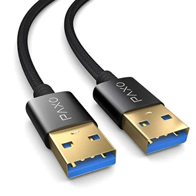 Afbeelding van 1m Nylon USB 3.1 (USB 3.0) kabel mannelijk A naar A, speciale kabel, aansluitkabel zwart, gouden stekker