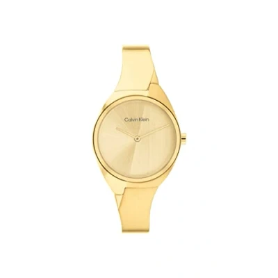 Afbeelding van Calvin Klein Champagne Sunray Vertically Brushed Horloge, Dames, Maat: One Size, Gold coloured