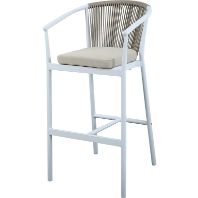Afbeelding van AXI Ravi Barkruk set van 2 in wit / kaki Barkrukken voor barset gemaakt aluminium &amp; olefin touw