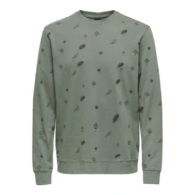 Afbeelding van ONLY &amp; SONS sweater ONSCAMDEN met all over print grijs