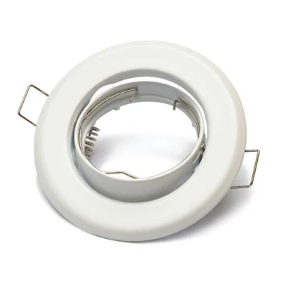 Afbeelding van Lu mi Witte inbouwspots; GU10; set van 12 stuks; inclusief wit frame; incl. GU10 fittingen voor led of halogeenlampen; 30 graden zwenkbaar; rond