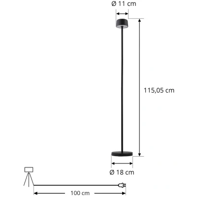 Afbeelding van Lindby Terraslampen met touchdimmer 1licht Aluminium, ABS, polycarbonaat H: 115.05 cm zwart Inclusief lichtbron