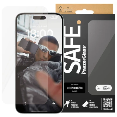 Afbeelding van Screenprotector Apple iPhone 15 Plus: PanzerGlass Safe Ultra Wide Fit