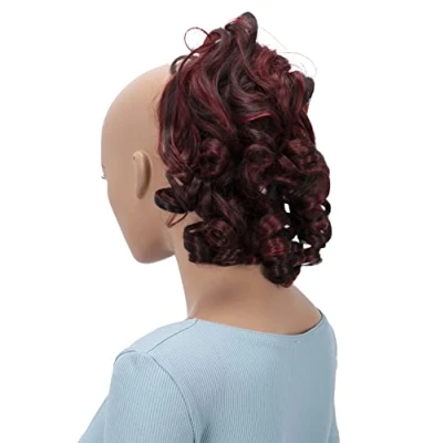 Afbeelding van CAISHA Haarstukje Scrunchy Updo Kapsels Bruidskapsels Volumineus Krullend Rommelig Knotje Rode Zwarte Streep G33L