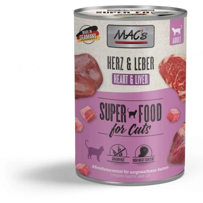 Afbeelding van MAC&#039;S Natvoer Cat hart en lever voor katten 70% vleesgehalte 400 g blik