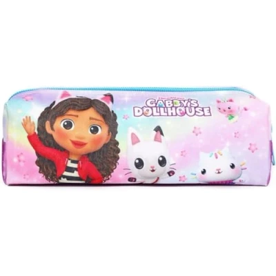 Afbeelding van TDL Gabbys Poppenhuis Etui Kids Rits Pen Case Meisjes Roze Briefpapier Houder Terug naar School Set, roze,