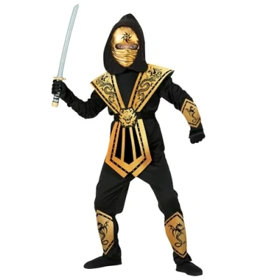 Afbeelding van Widmann Kinderkostuum Kombat Ninja, goud, strijder, Kung Fu krijger, Japan