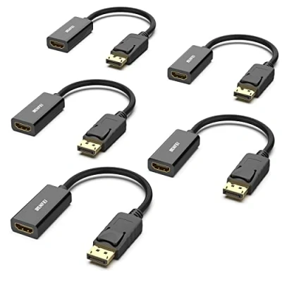 Afbeelding van Displayport naar HDMI Adapter 5 Pack, BENFEI Dp (Display Port) Male Female Converter met Audio voor Lenovo, Dell, HP, Asus en andere merken…