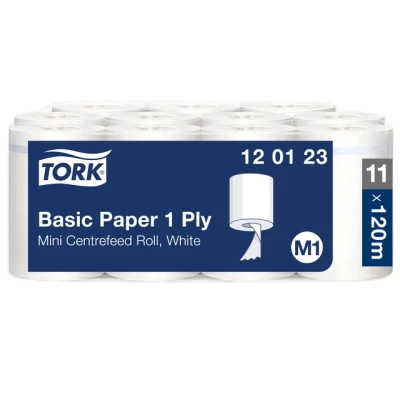 Afbeelding van Tork 120123 Poetsrol mini wiping basic centerfeed 1 laags M1