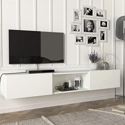 Afbeelding van [en.casa] Tv meubel Paltamo zwevend 180x31x29,5 cm wit