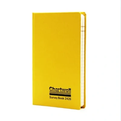 Afbeelding van Exacompta Ref 2426Z Chartwell Casebound Level Survey Book 192 x 120mm groot, uitstekende sterkte wanneer nat, ideaal voor gebruik buiten, voorgedrukte pagina&#039;s, geel