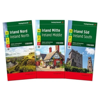Afbeelding van Irland, Straßen und Freizeitkarten Set 1:150.000, freytag &amp; berndt: 3 Karten in Kunststoff Hülle: AK 6702