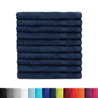 Afbeelding van BaSaTex Badstof gastendoekjes 30x50 cm in een set van 10 gastendoekje 100% katoen Made Green Kleur: Navy donkerblauw