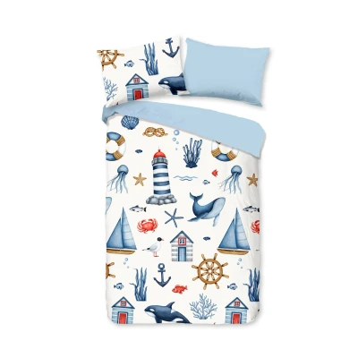 Afbeelding van Good Morning Ahoy Dekbedovertrek Ledikant 100x135 cm Blue