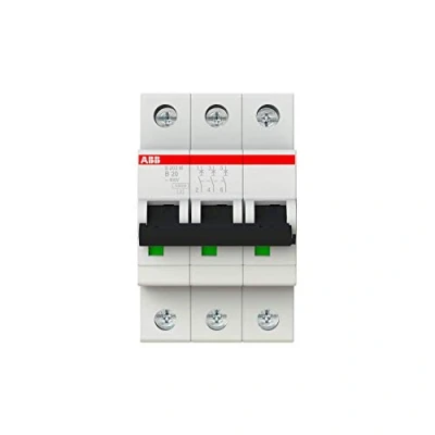 Afbeelding van Abb s203m installatieautomaat 3p b karakteristiek 20a iec en 60898 1 10 ka iec60947 2 15 3 module breedte 52 5mm 2cds273001r0205