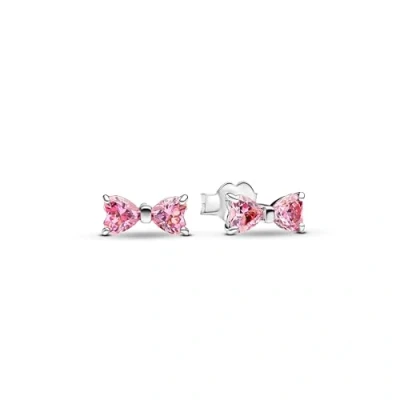 Afbeelding van Pandora 293505C01 Sparkling Pink Bow Oorstekers inStock horloge RozeZilverkleur