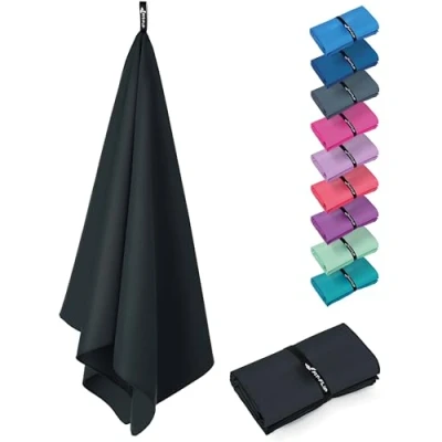 Afbeelding van Fit Flip Microvezel handdoeken compact, ultralicht &amp; sneldrogend de perfecte sporthanddoek, strandlaken en reishanddoek (1x 50x30cm, Onyx Black)