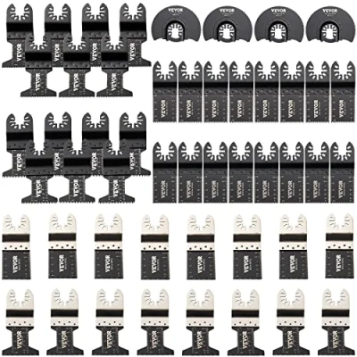 Afbeelding van VEVOR 50 Stucks Zaagbladset 7 Soorten Multitool Segmentzaagblad Oscillerende Fijne Zaagbladen van HCS Materiaal voor het Snijden, Vormen en Openen Hout, PVC Kunststof Zacht Metaal