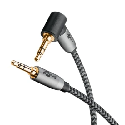 Afbeelding van Goobay Audio aansluitkabel AUX, 3,5 mm stereo, 90, 5 m, Sharkskin grijs (5 m, aansluiting (AUX)), Audiokabel
