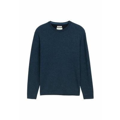 Afbeelding van Tom Tailor Heren trui STRUCTURED CREWNECK KNIT regular fit Blauw S Ronde Hals Volwassenen