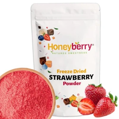 Afbeelding van Gevriesdroogd Aardbeipoeder Vriesgedroogd Fruitpoeder Gedroogd voor Bakken, Smoothies en Desserts 100% Natuurlijk Bessenpoeder Zonder Toevoegingen of Suikers (100g)