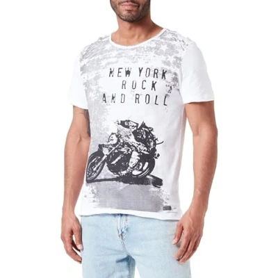 Afbeelding van Key Largo CAFE Racer Round Tshirt print, Heren, Maat: XL, White