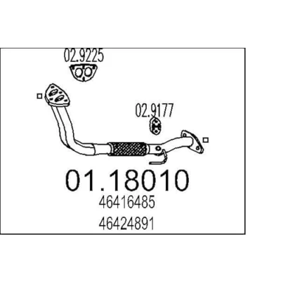 Afbeelding van MTS 01.18010 Uitlaatpijp 780 voor middendemper FIAT: Punto I Hatchback