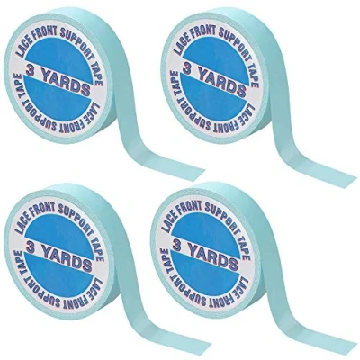 Afbeelding van 4 pack dubbelzijdige lace front pruik ondersteuningstape 12 meter blauwe tape voor pruiken, hair extensions en haarstukjes