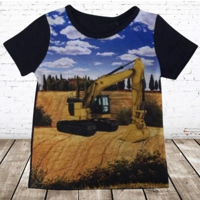 Afbeelding van Kinder t shirt met gele graafmachine s&amp;C 86/92 shirts jongens