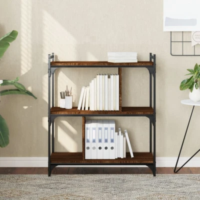 Afbeelding van Boekenkast 3 laags 76x32x88 cm bewerkt hout bruin eikenkleur
