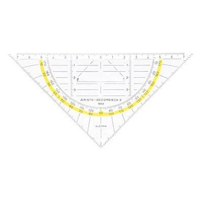 Afbeelding van Aristo Geodriehoek met vaste greep AR1553 (Hypotenuse 16,0 cm, inktnoppen, hoogwaardig plexiglas, Made in Austria) 10 stuks