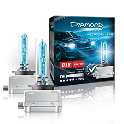 Afbeelding van 2x D1S Diamond Vision 8000K 35W 85V Xenon Lampen Koelblauw X treme Licht HID Kit Vervangset 12V Auto Koplamp, Blauwachtig Wit Licht, Whitevision, Koplampvervangingslampen Duo Box, Dubbele Set, PK32d 2