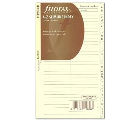 Afbeelding van FILOFAX NAVULLING PERSONAL A Z SLIM INDEX CREME 12DELIG
