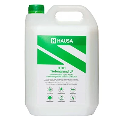 Afbeelding van Hausa Diepprimer LF 5 l, gebruiksklare primer voor binnen, buiten, muur vloer plafond, versterkt, compenseert absorptievermogen, premium hechtbasis oplosmiddelvrij, sneldrogend