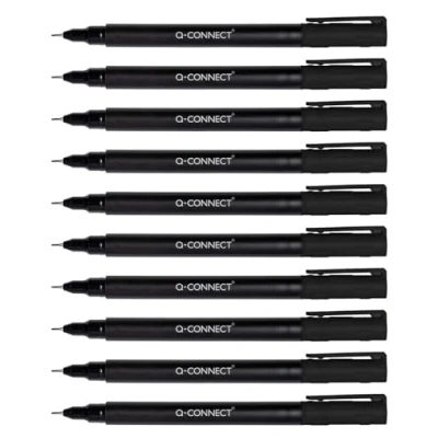 Afbeelding van Q Connect CD DVD BD Marker/Marker Pen Dikte: 0,4 mm/Zwart / 10 stuks stuks/Waterbestendig/om op glas, kunststof, metaal, porselein, folie/op alcoholbasis/niet giftig