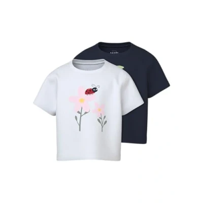 Afbeelding van NAME IT NMFVILINSE 2P SS NREG SHORT TOP Meisjes T shirt Navy Blazer Bright White