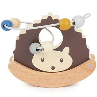 Afbeelding van Bieco motorieklus egel met wip motoriekspeelgoed vanaf 1 jaar schattig labyrintspel in hertendesign baby zachte kleuren houten speelgoed leerspeelgoed