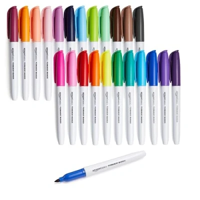 Afbeelding van Amazon Basics Permanent Marker, 24 stuks, 1 stuk, gesorteerd