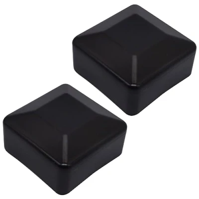 Afbeelding van SKIR&#039;CO (2 stuks) hekpaaldoppen, vierkant 60 x mm zwarte kunststof doppen voor hekpalen, zwart RAL 9005 kleur