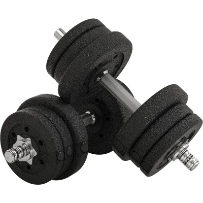 Afbeelding van HOMCOM Kurzhantel Set 25KG Hantelset mit Hantelscheiben für Zuhause Büro Fitnessstudio Stahl Kunstleder Schwarz Krafttraining