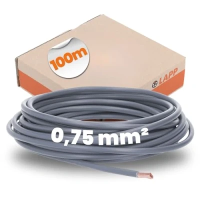 Afbeelding van Lapp kabel PVC H05V K 1 x 0,75mm² 100m grijs