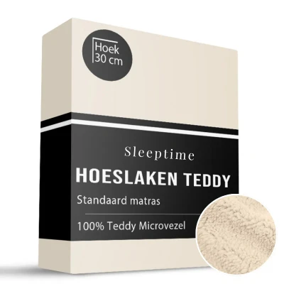 Afbeelding van Hoeslaken Teddy 180x200 Cm Crème Zacht &amp; Verwarmend Sleeptime Dekbed Discounter.nl