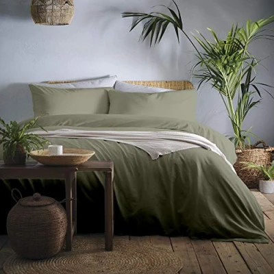 Afbeelding van Appletree Cassia Relaxed Katoenen Dekbedovertrek Set, 100%, Khaki, 3 stuks, Tweepersoons
