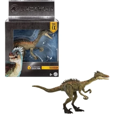 Afbeelding van Mattel Jurassic World Hammond Collection, Dinosaurus Troodon, authentieke details en gewrichten, voor volwassenen kinderen vanaf 8 jaar, JDJ11