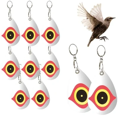 Afbeelding van COM FOUR® 10x vogelverschrikker afschrikmiddel voor spreeuwen, kraaien, kauwen, duiven vogelafweermiddel van kunststof reflecterende aanhanger (10 stuks oog)
