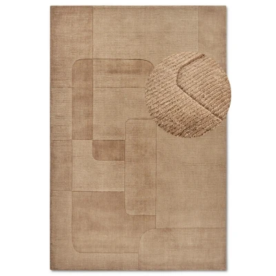 Afbeelding van Villeroy &amp; Boch Charlotte Wollen tapijt, natuurlijk woonkamertapijt, handgeweven en milieuvriendelijk, boho wol voor woonkamer, slaapkamer, eetkamer, hal, keuken, beige, 80 x 250 cm
