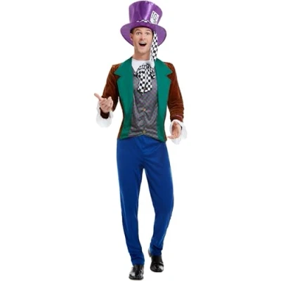 Afbeelding van Mad Hatter Costume, Multi Coloured, with Jacket, Trousers &amp; Hat, (L)