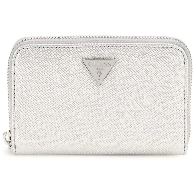 Afbeelding van GUESS portemonnee Rosalba SLG Zip Around Wallet Silver zilverkleurig